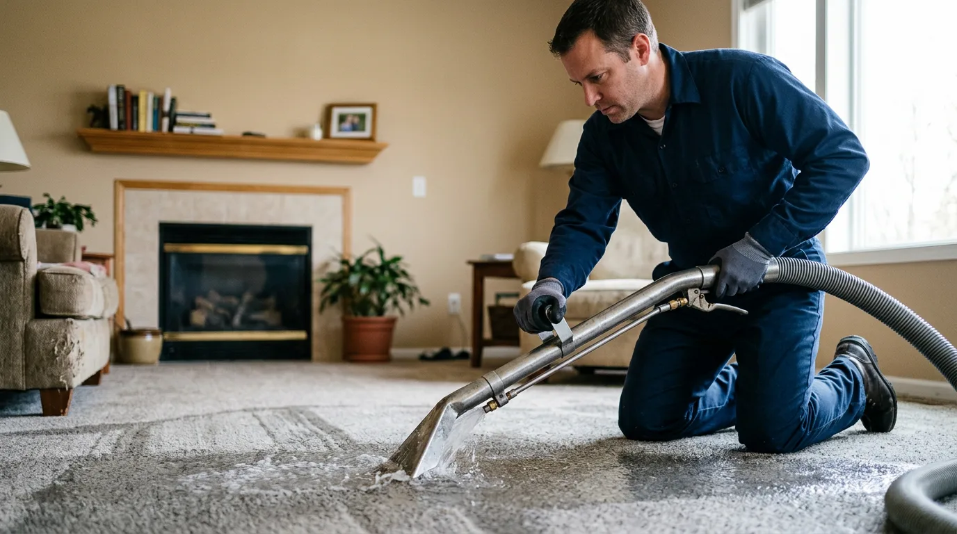 Water damage restoration technician working near New Lisbon, NY